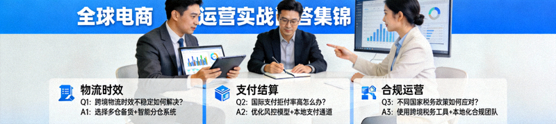 全球电商运营实战问答集锦，展示专家解答常见问题的场景